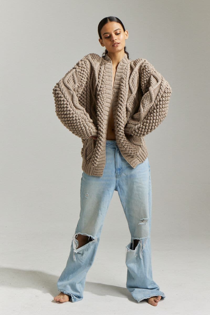 DIDI POPCORN STITCH OVERSIZED CARDIGAN