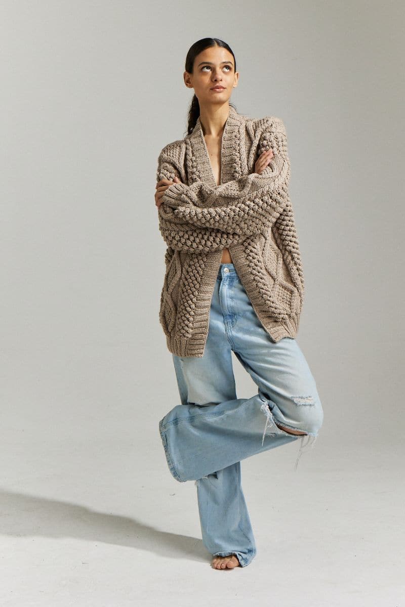 DIDI POPCORN STITCH OVERSIZED CARDIGAN