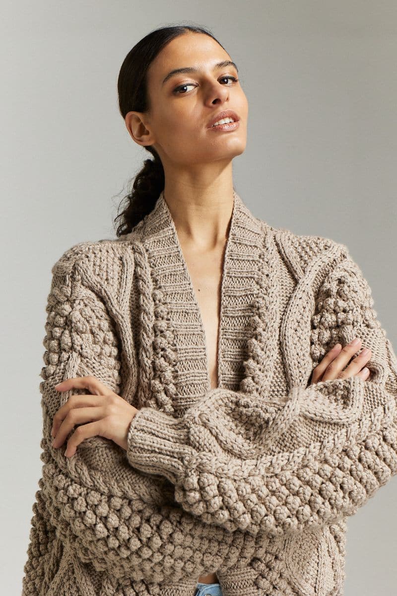 DIDI POPCORN STITCH OVERSIZED CARDIGAN