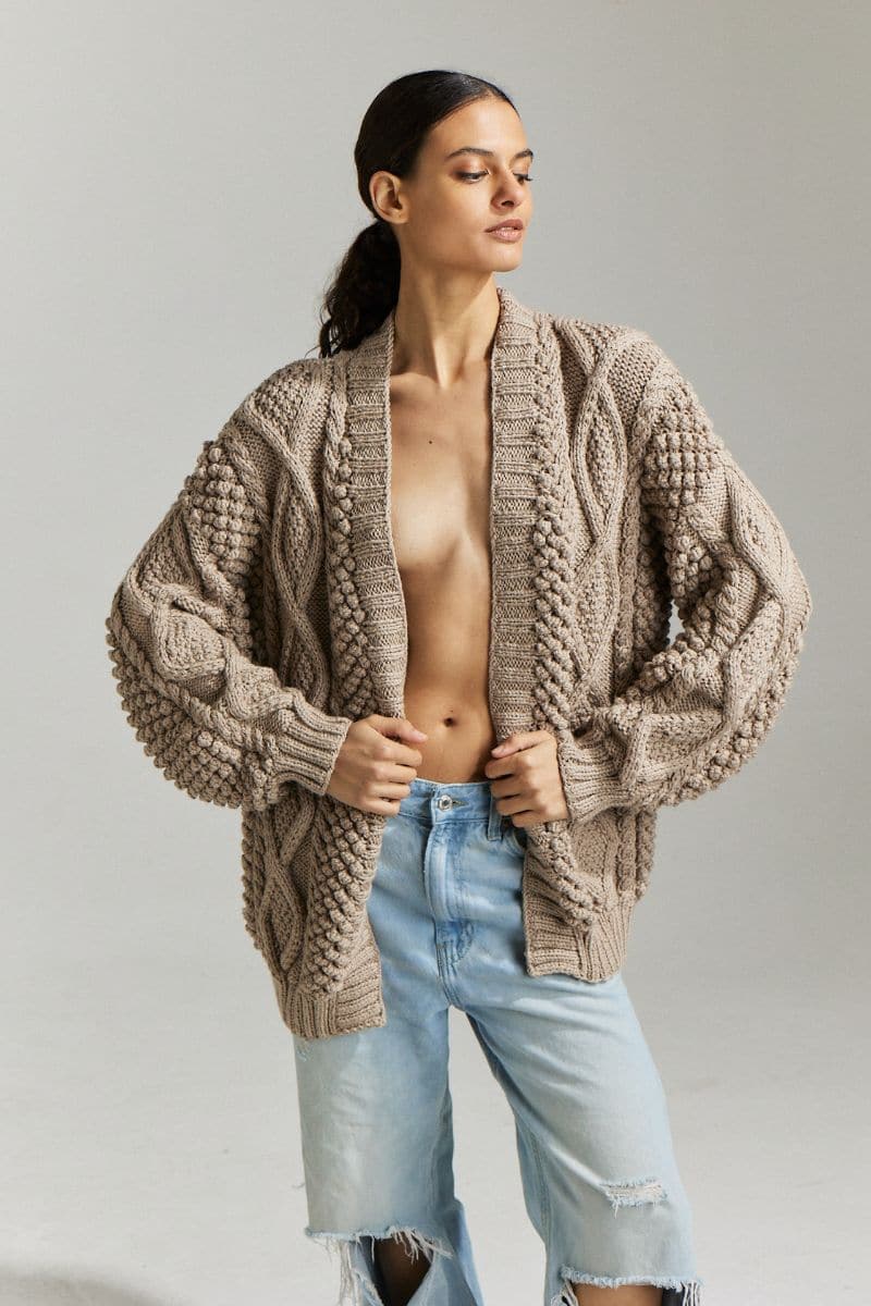 DIDI POPCORN STITCH OVERSIZED CARDIGAN