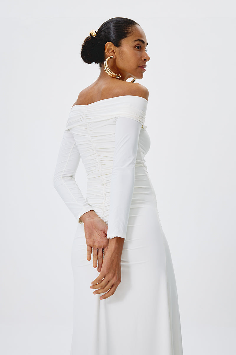 TREASURE DRESS IN OFF WHITE