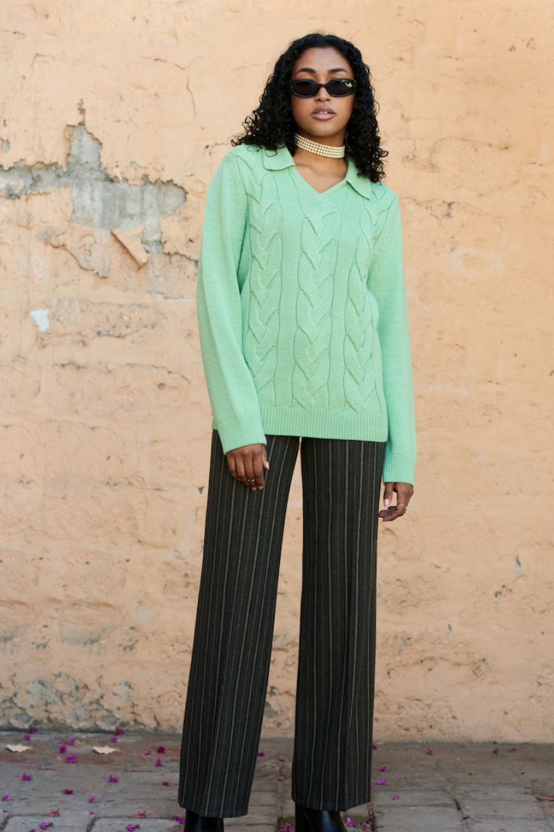 CABLES KNITTED MINT JUMPER
