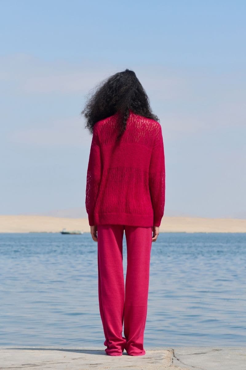 FRAMBUESA PINK ARAÑITA COLLARED CARDIGAN