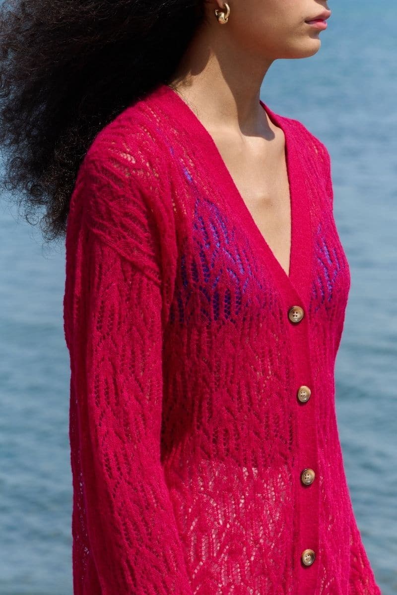 FRAMBUESA PINK ARAÑITA V NECK CARDIGAN