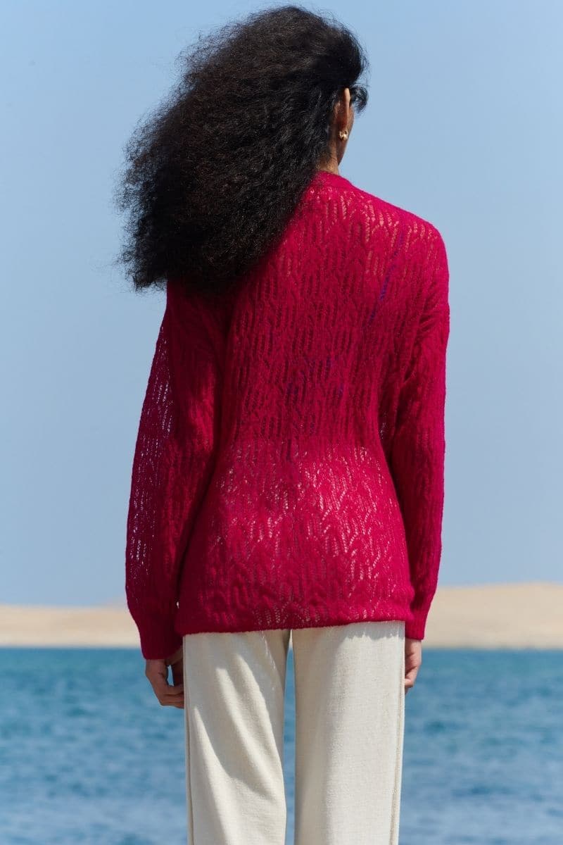 FRAMBUESA PINK ARAÑITA V NECK CARDIGAN