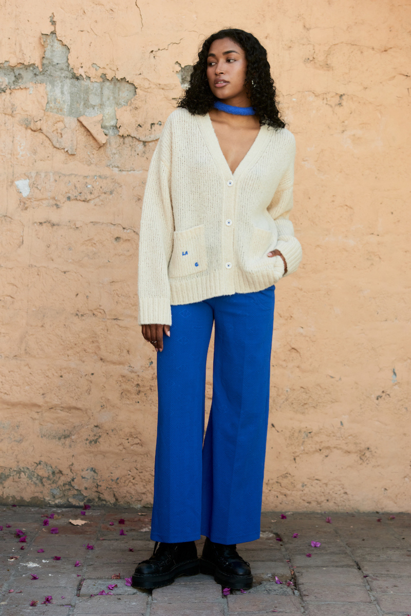 LA G KNITTED CREAM CARDIGAN
