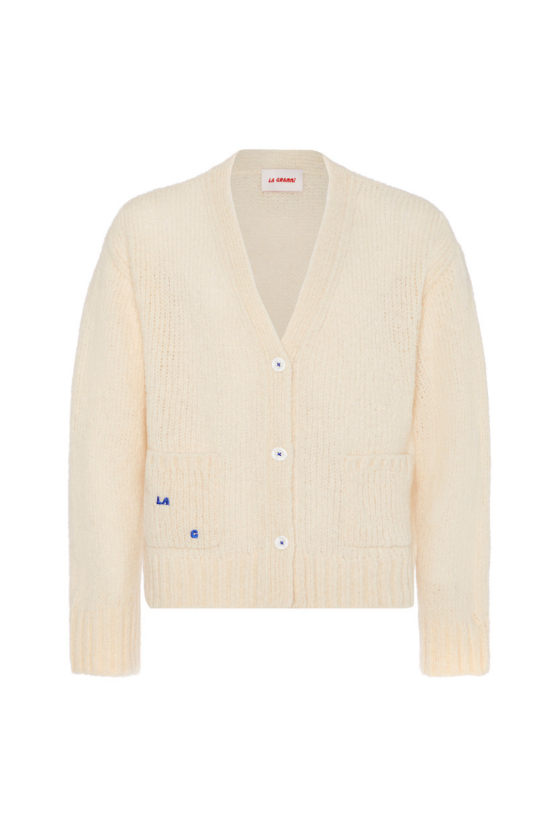 LA G KNITTED CREAM CARDIGAN