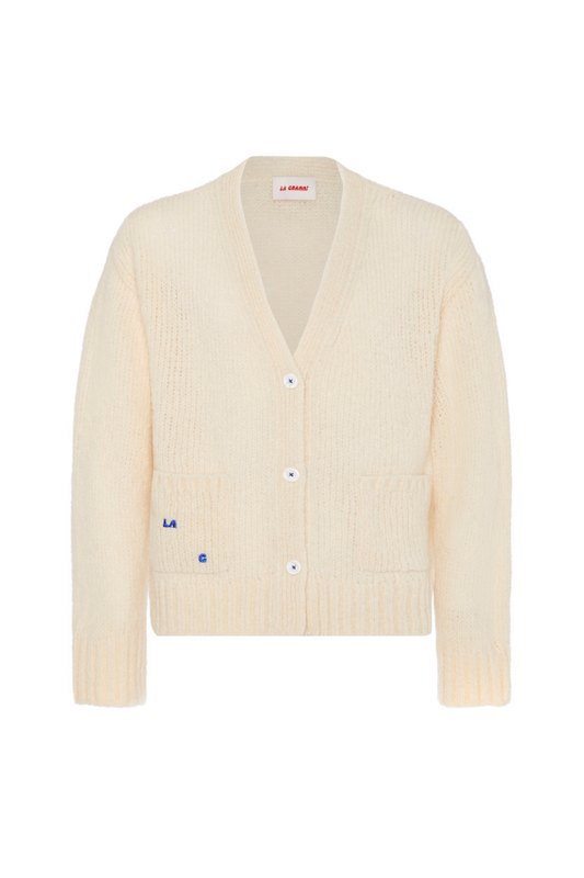 LA G KNITTED CREAM CARDIGAN