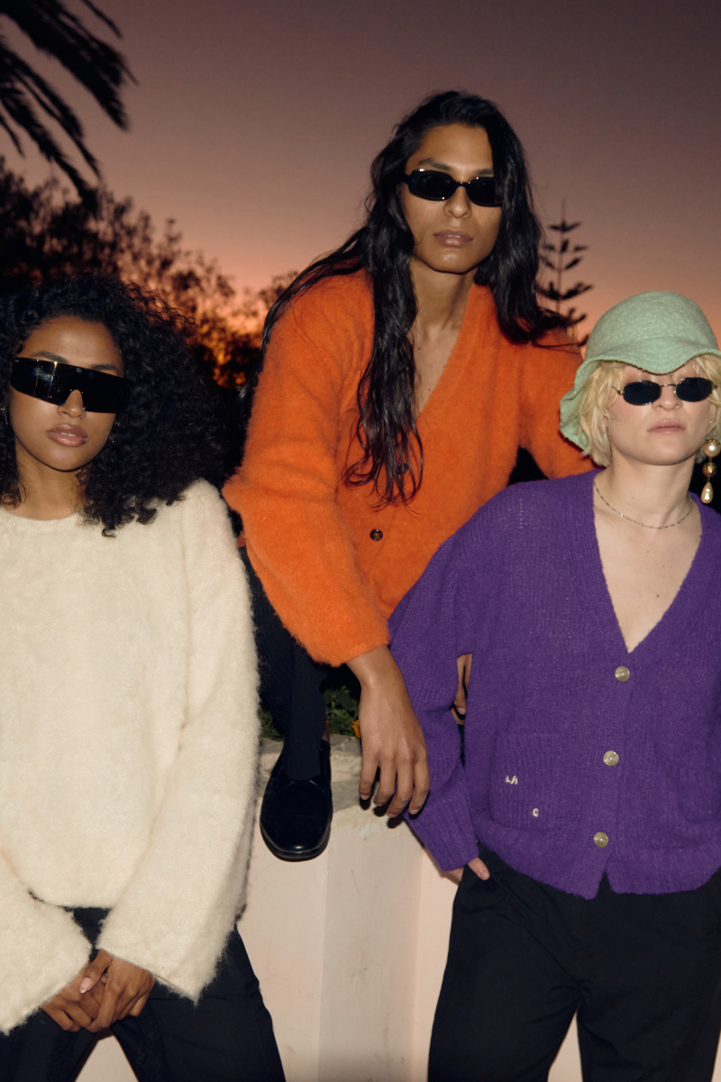 LA G KNITTED PURPLE CARDIGAN