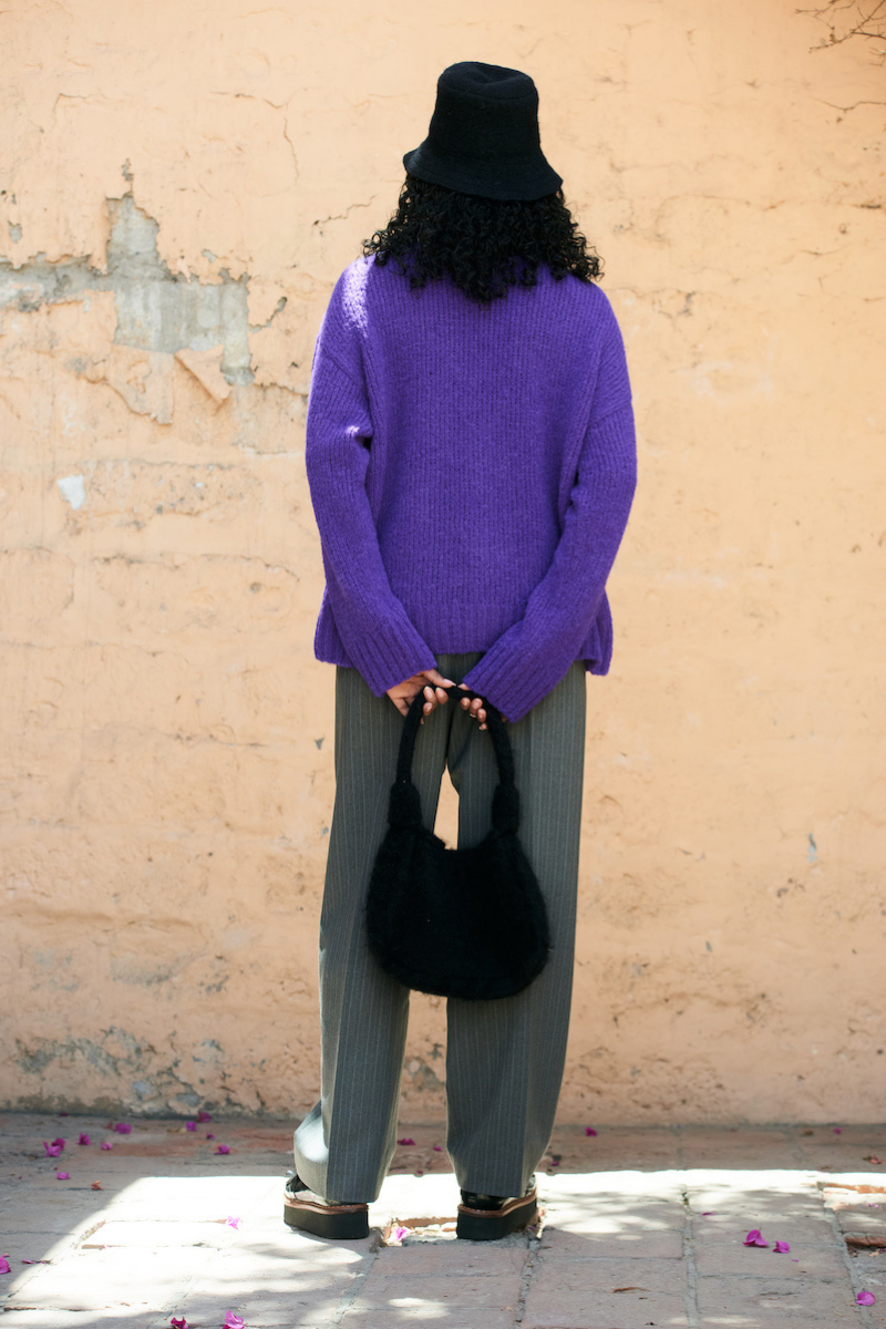 LA G KNITTED PURPLE CARDIGAN