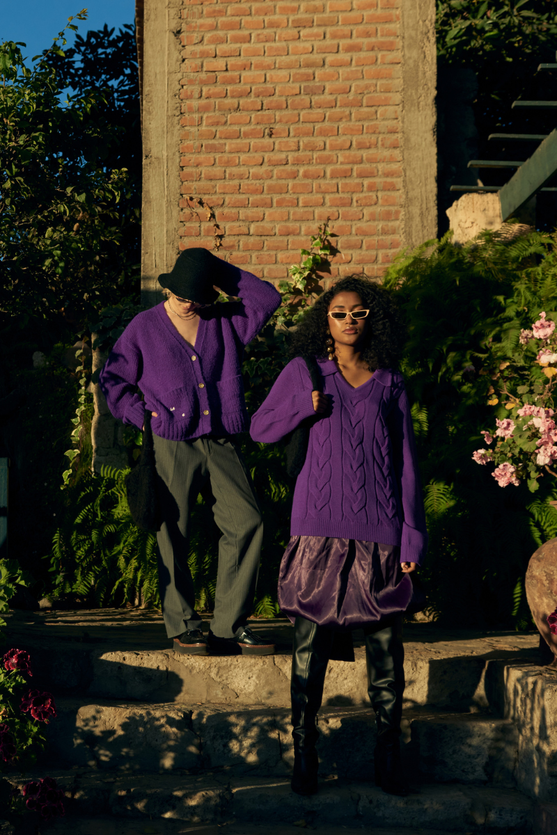 LA G KNITTED PURPLE CARDIGAN