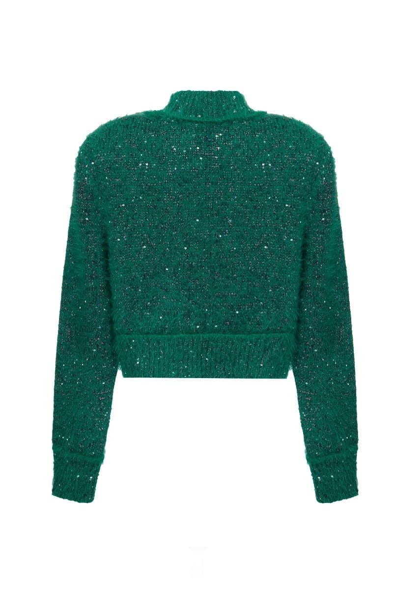GREEN CROPPED CARDIGAN