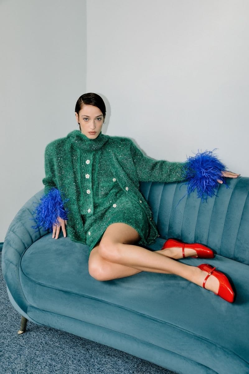 GREEN CROPPED CARDIGAN