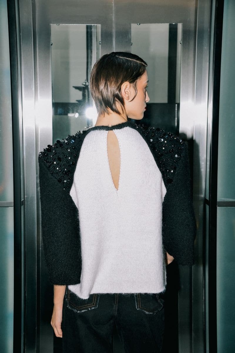 MOHAIR SWEATER WITH SHOULDER DETAILING
