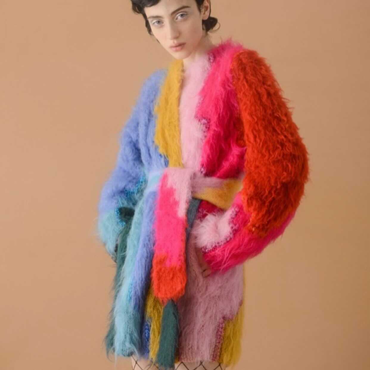 OVERSIZED BELTED MOHAIR CARDIGAN