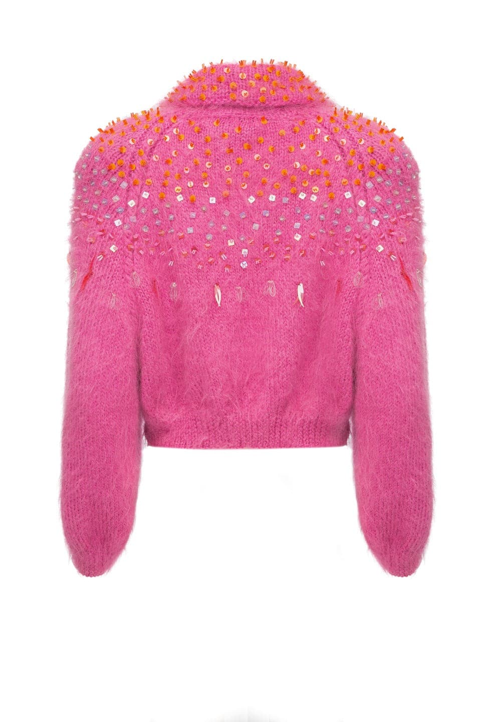 PINK EMBELLISHED MOHAIR CARDIGAN
