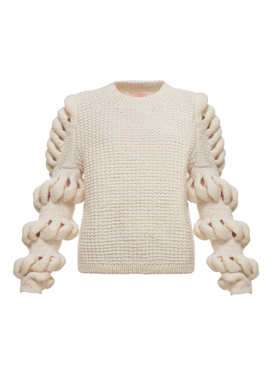 HAND-KNITTED WOOL-BLEND SWEATER