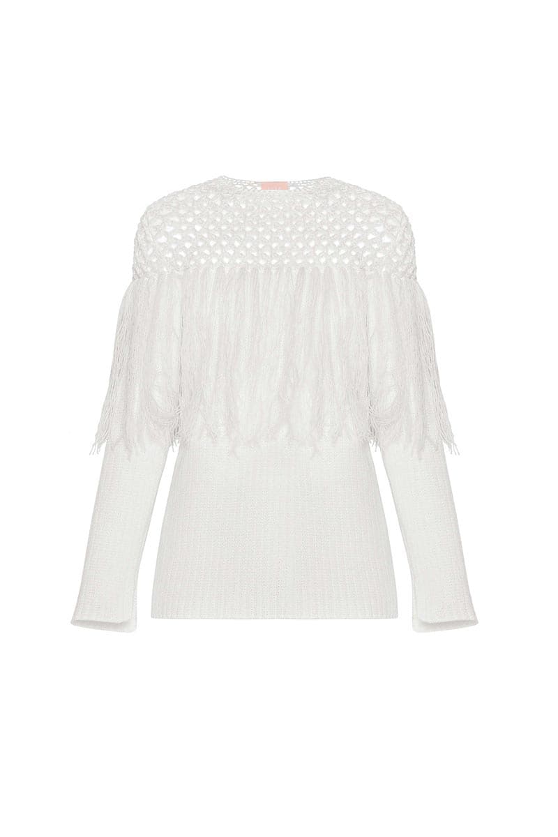 KNITTED SWEATER WITH FRINGES