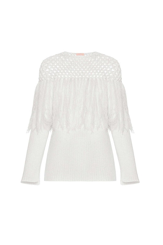 KNITTED SWEATER WITH FRINGES