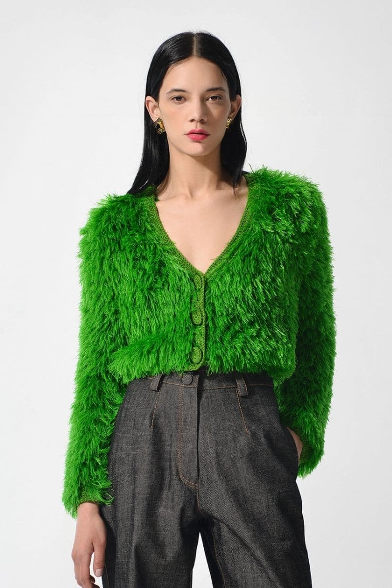 POP GREEN FLUFFY CARDIGAN
