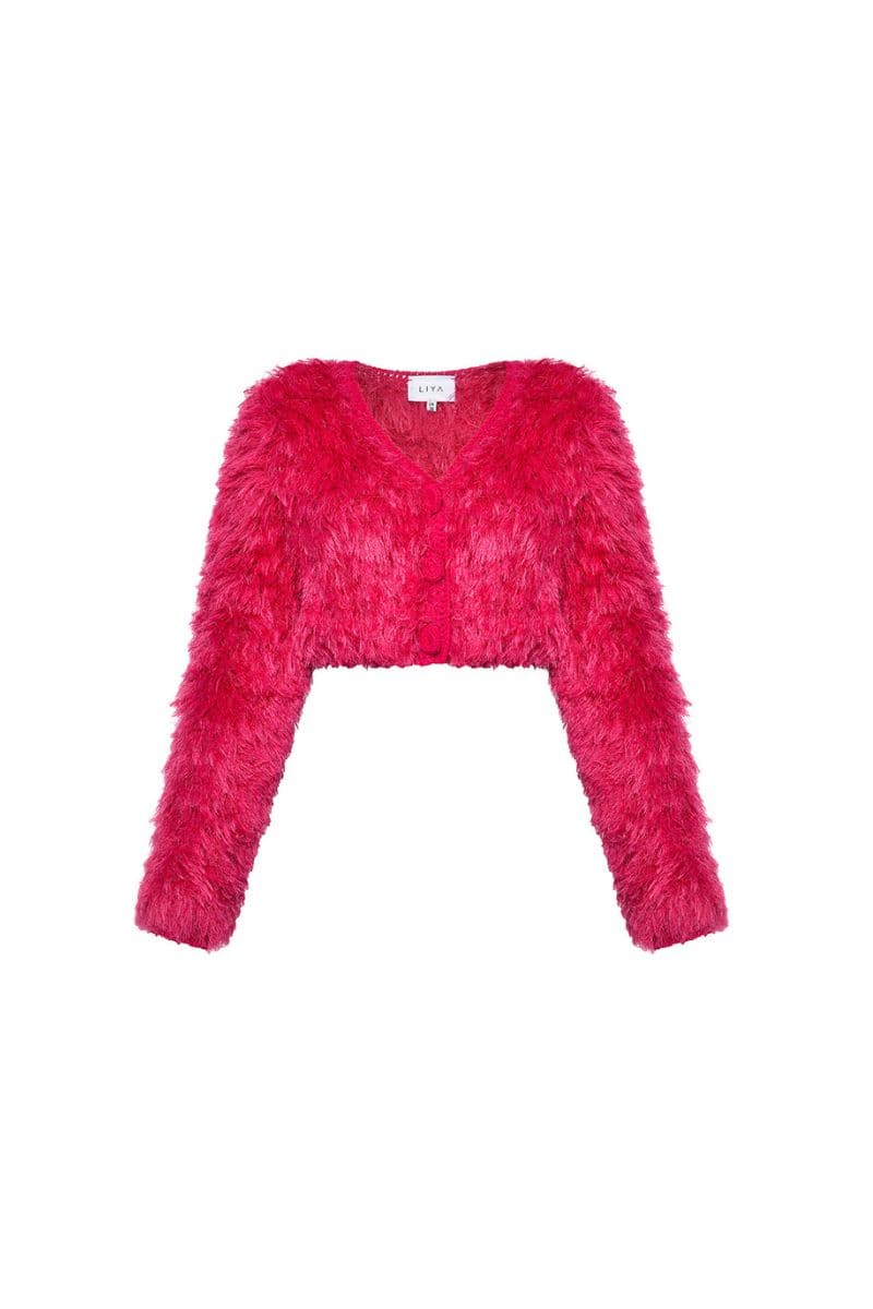 POP PINK FLUFFY CARDIGAN