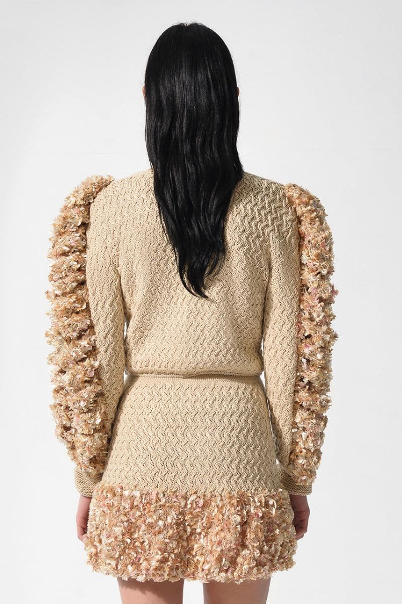 SANDY BEIGE HAND KNITTED CARDIGAN