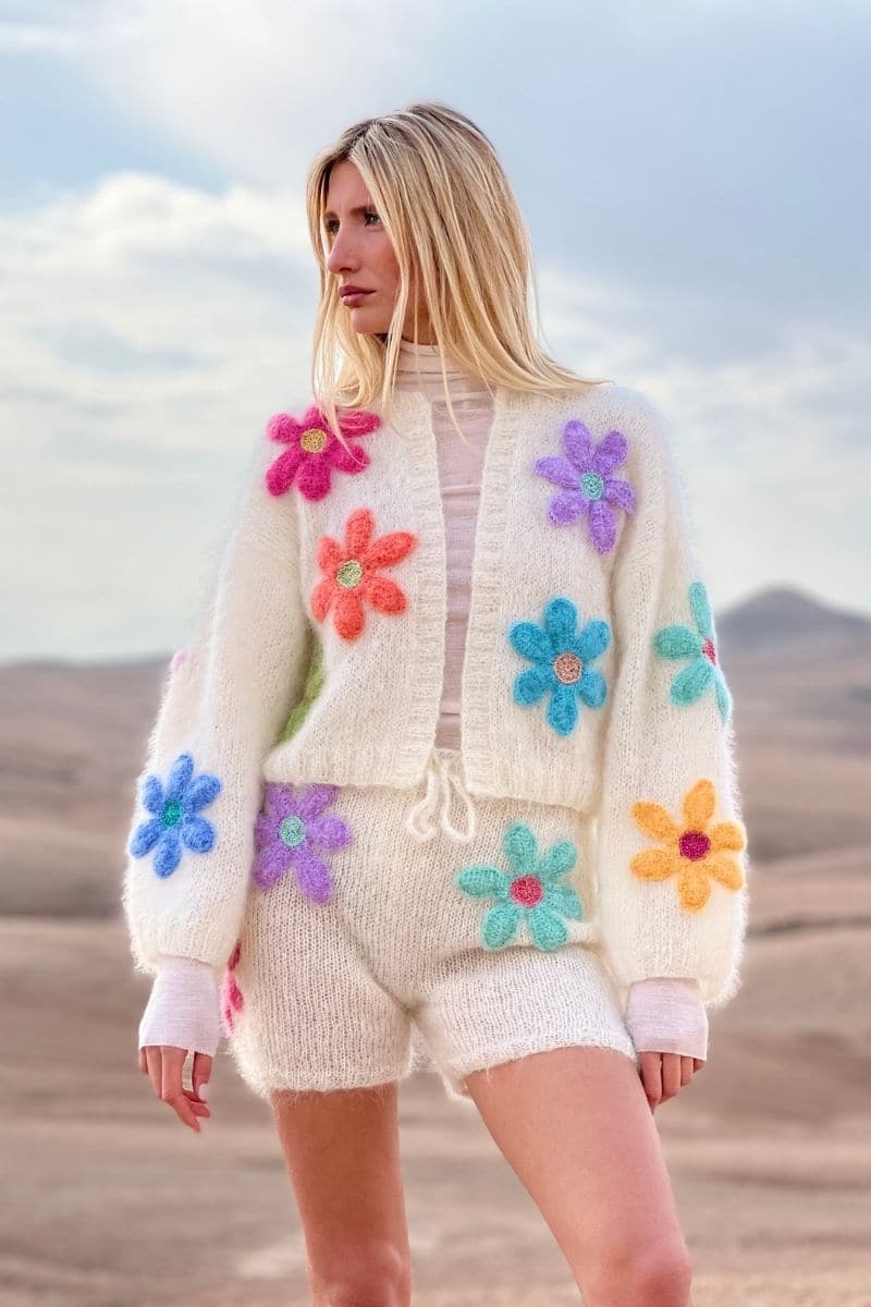 ECRU FREE FLOWERS MOHAIR BOLERO