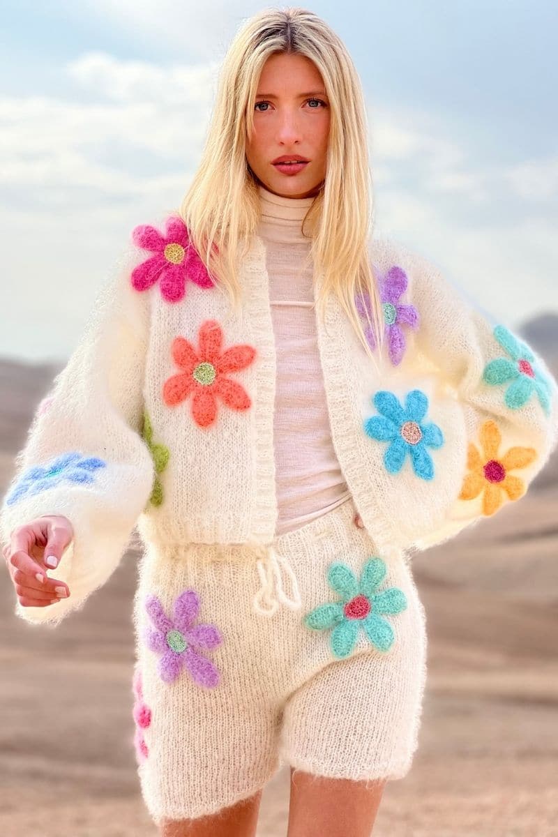 ECRU FREE FLOWERS MOHAIR BOLERO