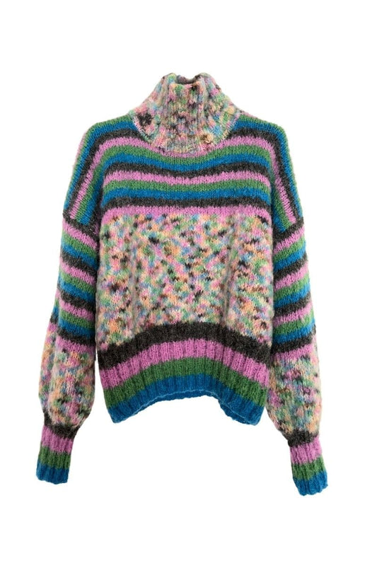 LILAS DOUDOU STRIPES MOCK NECK SWEATER