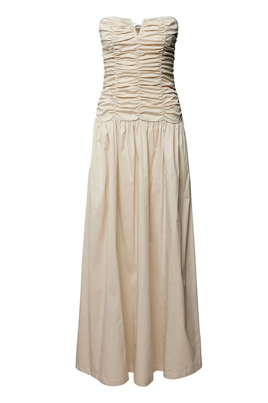 RUCHED COLUMN BARDOT MILK DRESS