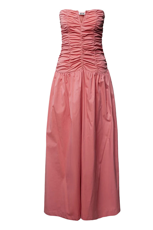 RUCHED COLUMN BARDOT PINK DRESS